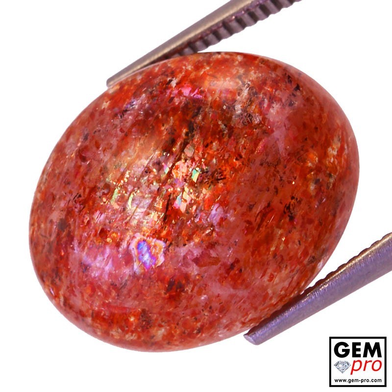 12.02 carat Oval 15x12 mm Natural and Untreated Orange Sunstone Quartz Gemstone