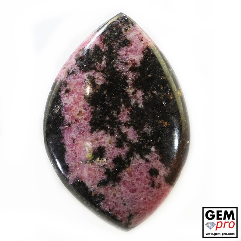 62.26 ct Marquise Pink Black Rhodonite Gemstone from Madagascar Natural and Untreated