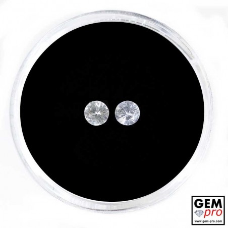 White Colorless Sapphire Calibrated Pair 2 Pcs Round 3 x 2 mm 0.4 ctw. from Madagascar