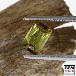 Olive tourmaline square faceted stone 6.4mm