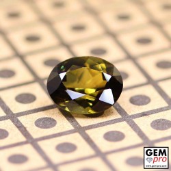 Olive tourmaline square faceted stone 6.4mm