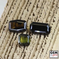 Olive tourmaline square faceted stone 6.4mm